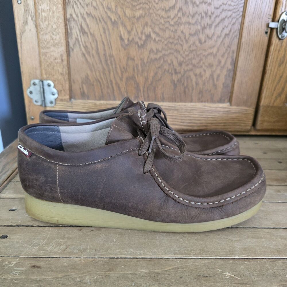 Clarks Originals Wallabees Mens Size 10.5 Brown Leather Shoes J Stinson Beeswax